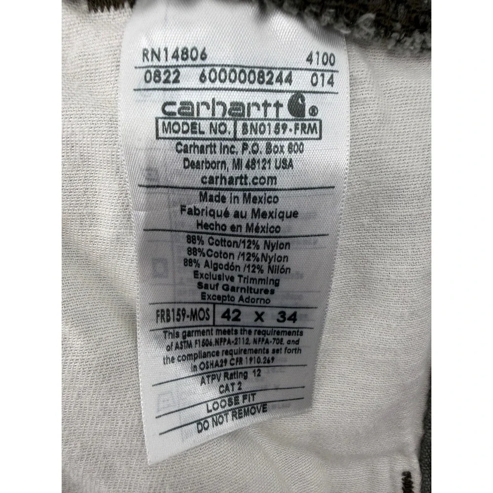 Carhartt FR Flame Resistant Loose Fit Work Pants‎ Khaki Green Mens 42x34